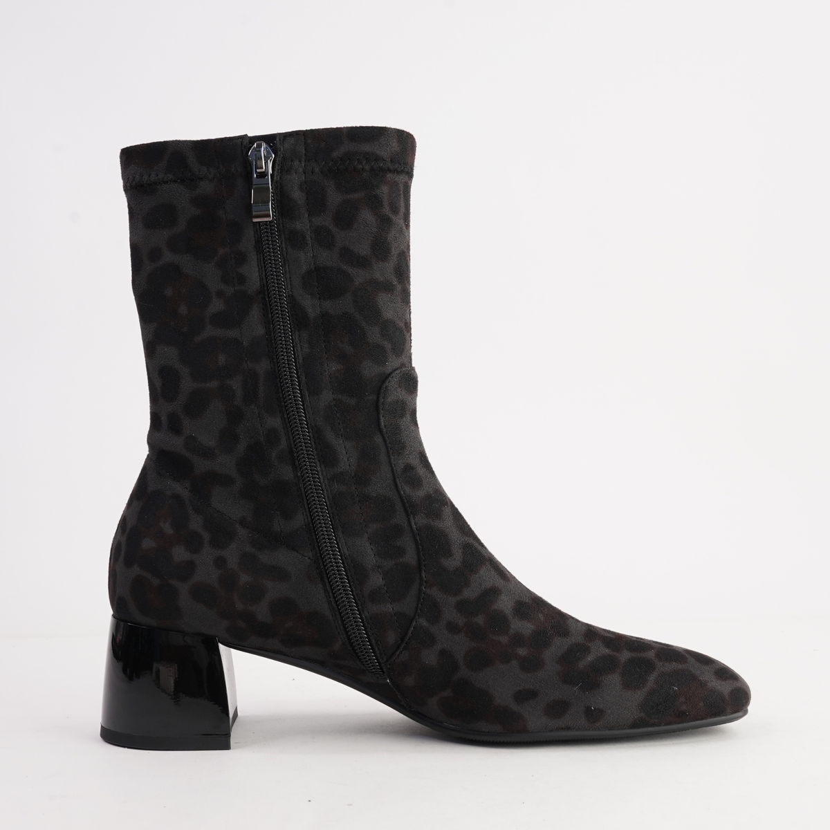 June Black Leopard Stretch Ankle Boots - MILA RAINE | Shouz