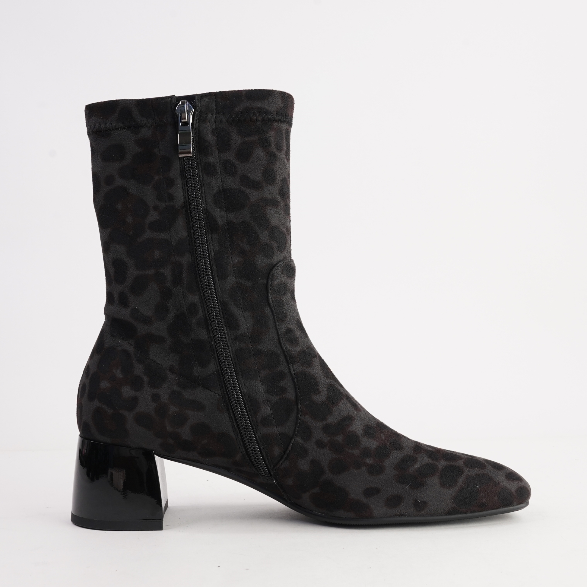 June Black Leopard Stretch Ankle Boots - MILA RAINE | Shouz
