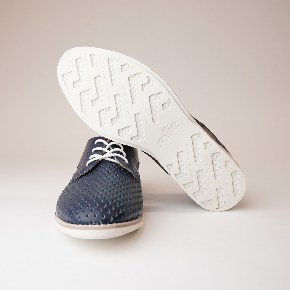 Sidecut Punch Navy Tumble Lace Up Flats - ROLLIE | Shouz