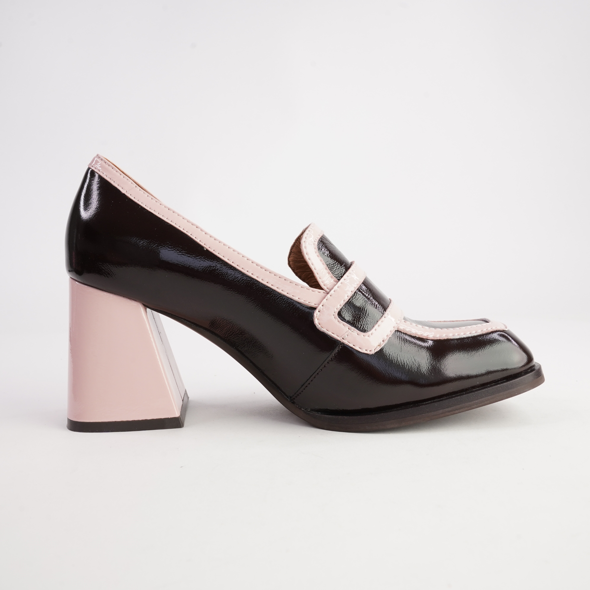 Bergen Coffee/ Pink Patent Leather Heels - TAMARA LONDON | Shouz