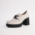 Bella Bone Milled Leather Heeled Loafers