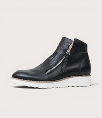 Ohmy Black Leather Ankle Boots