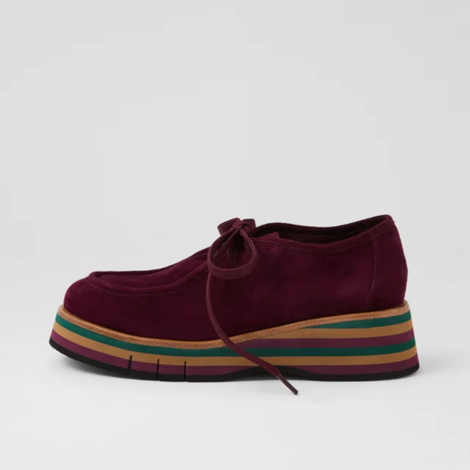 Gnota Burgundy Suede/ Forest and Tan Multi Sole Flats - DJANGO AND JULIETTE | Shouz