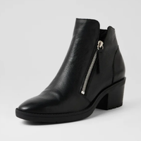 Lettice Black Leather/ Black Heel Ankle Boots - DJANGO AND JULIETTE | Shouz