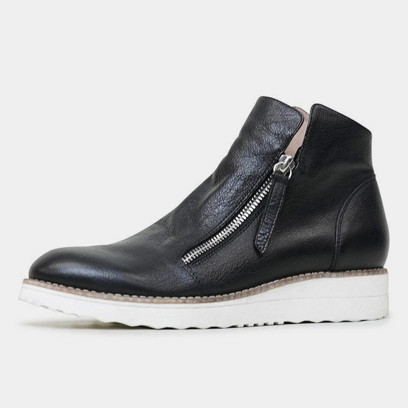 Ohmy Black Leather Ankle Boots