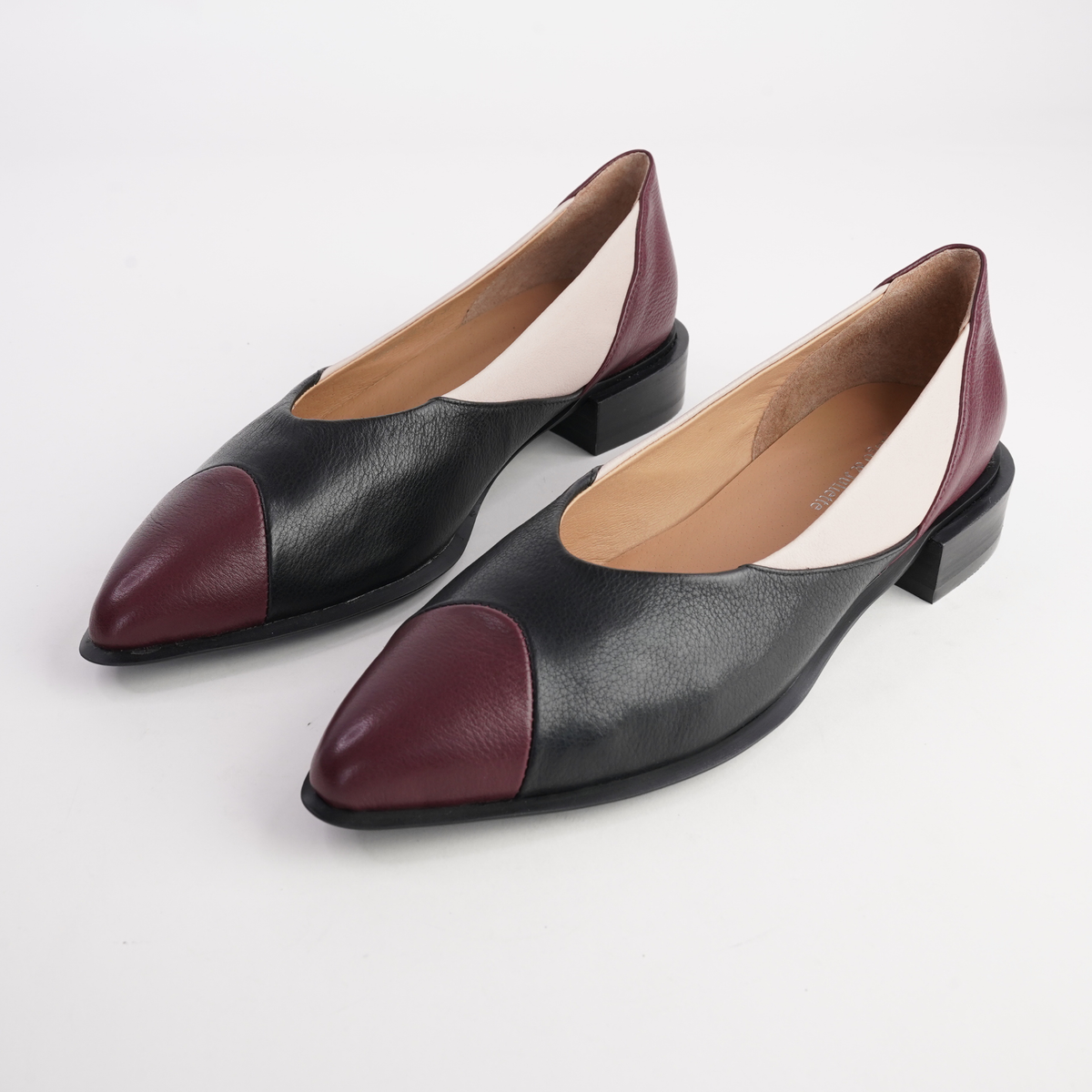 Emberta Burgundy/ Black Multi Leather Flats - DJANGO AND JULIETTE | Shouz