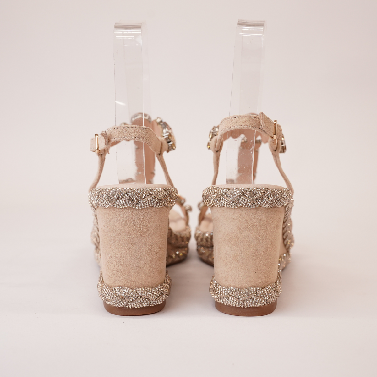 Vontey Latte Suede Wedge Sandals - DJANGO AND JULIETTE | Shouz