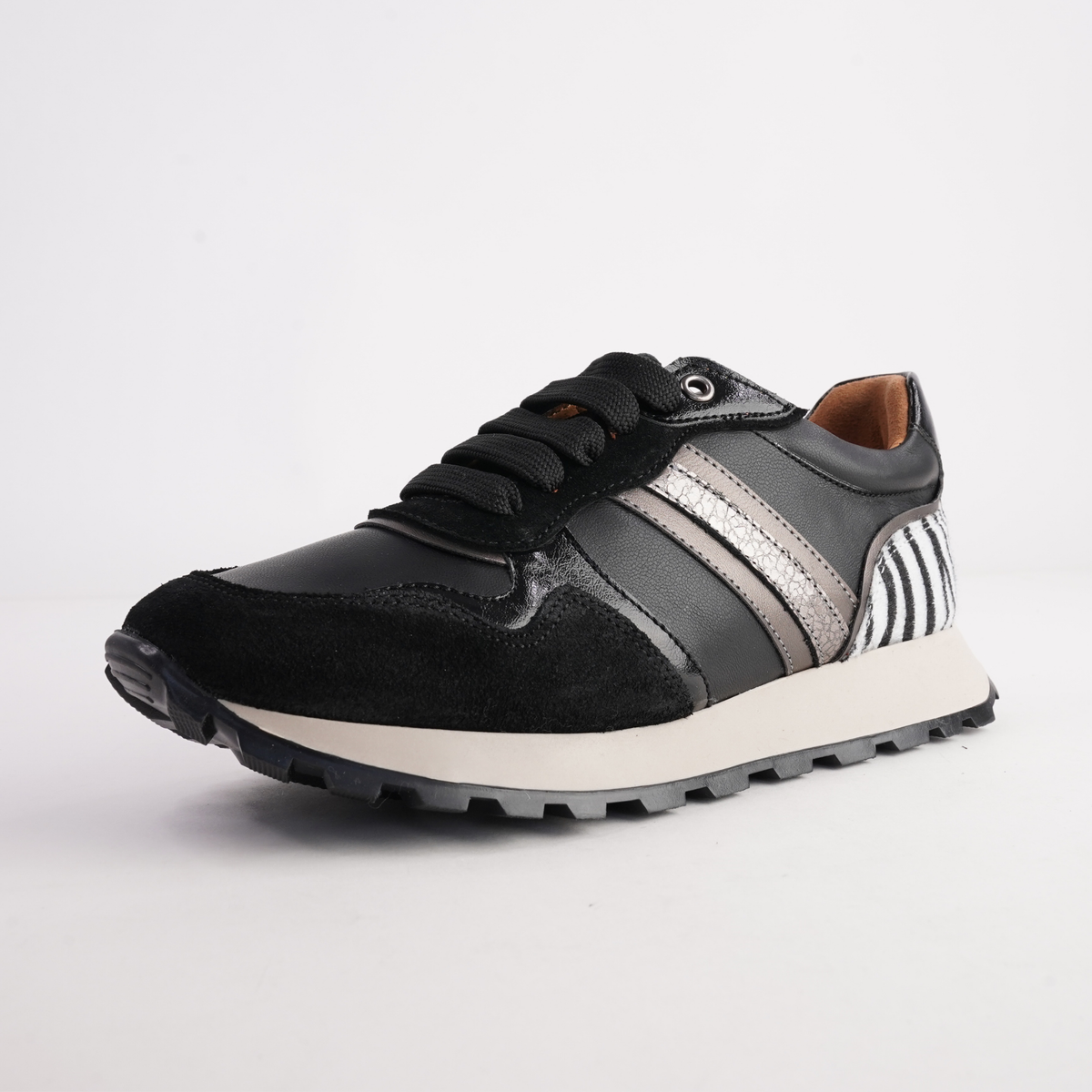 Murphy Black Combo Leather Sneakers - SALA | Shouz