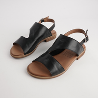 Mikey Black Leather Sandals