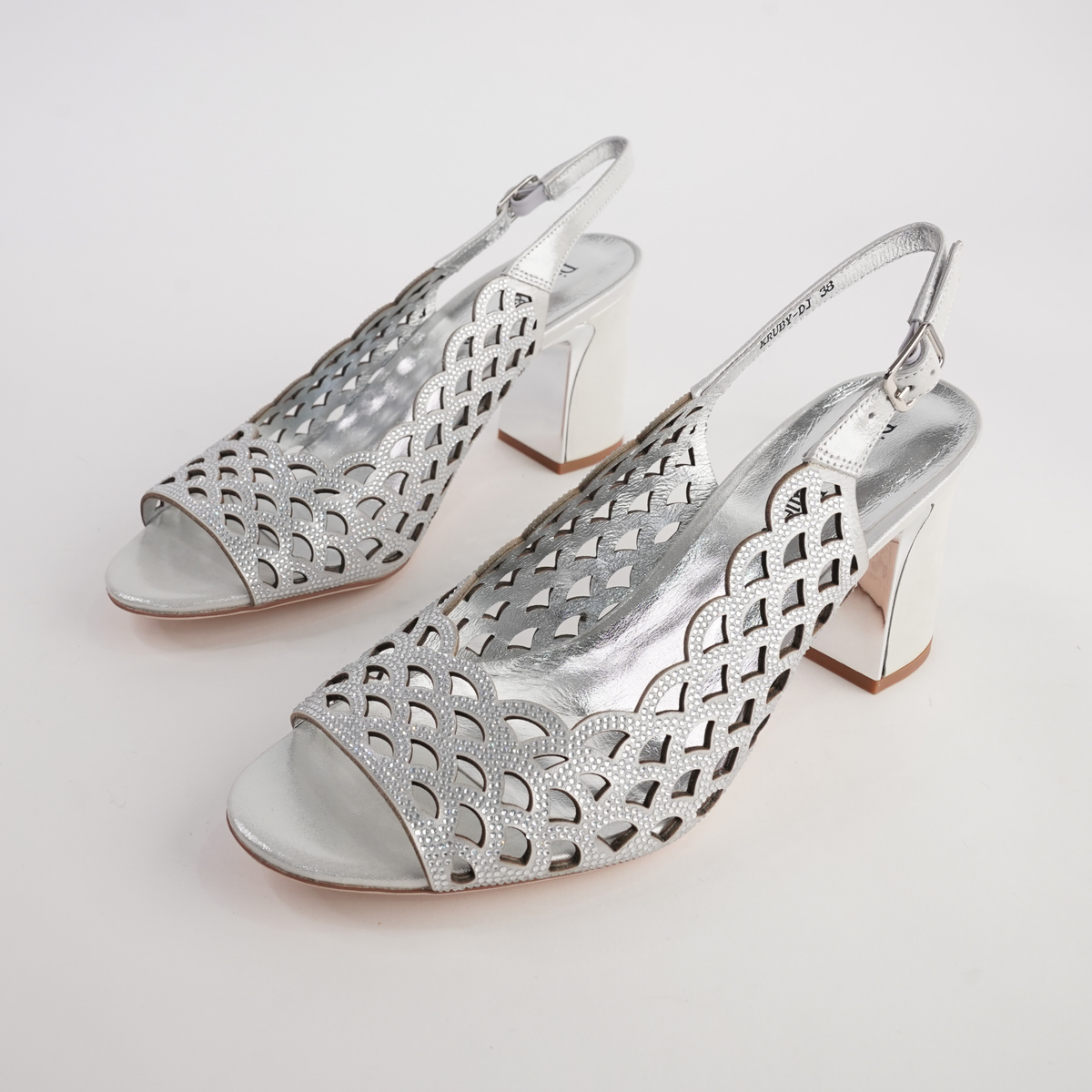 Kruby Silver Shimmer Leather Heels - DJANGO AND JULIETTE | Shouz