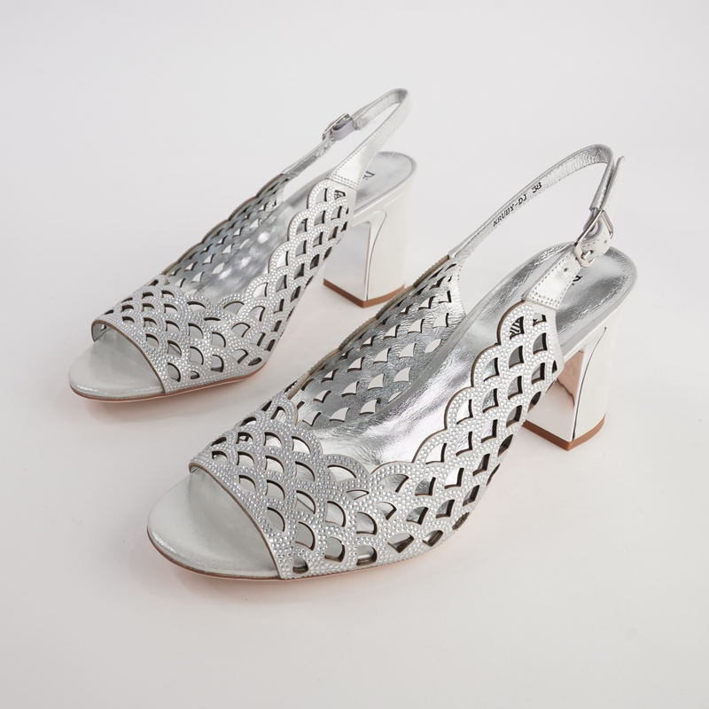 Kruby Silver Shimmer Leather Heels