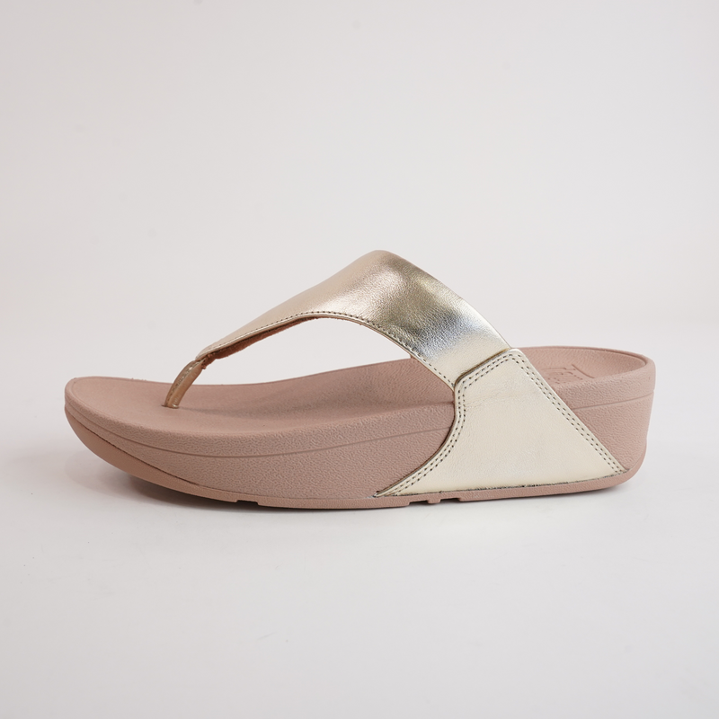 Lulu Leather Platino Gold Sandals