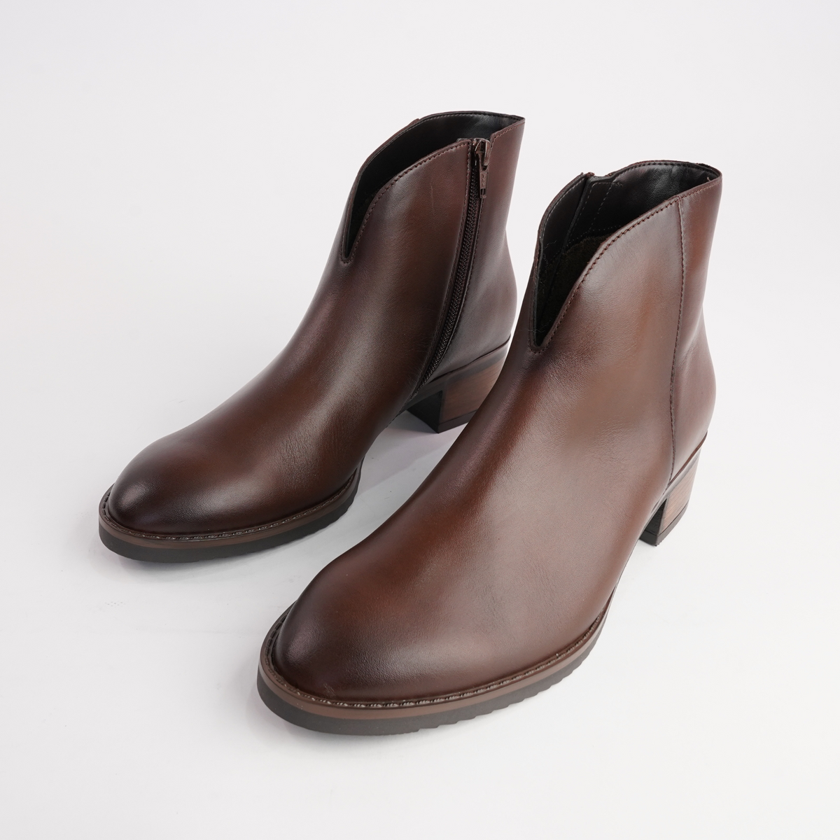 Jacky Chestnut Leather Ankle Boots