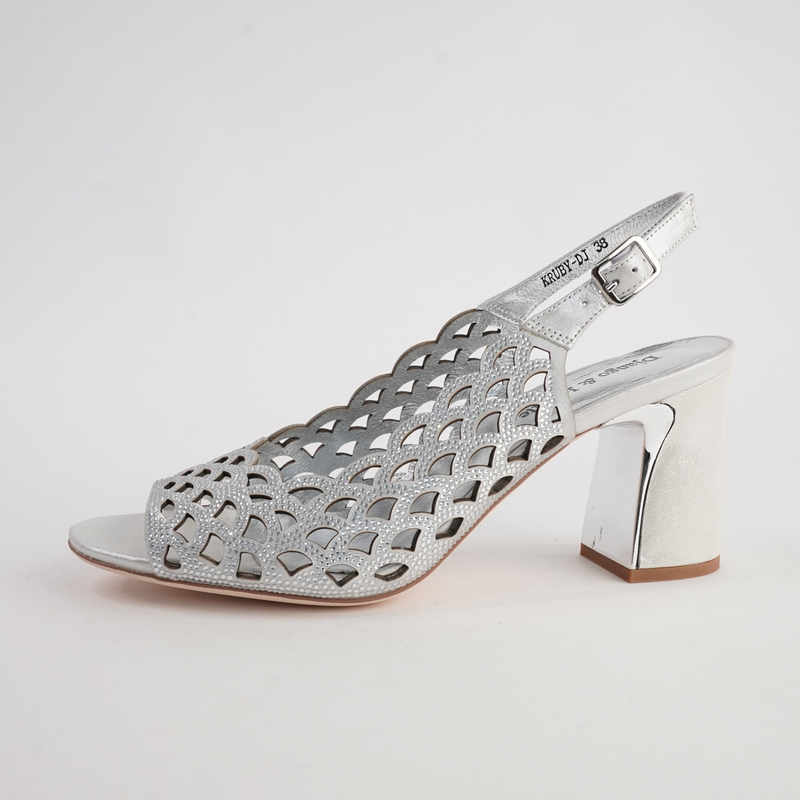 Kruby Silver Shimmer Leather Heels