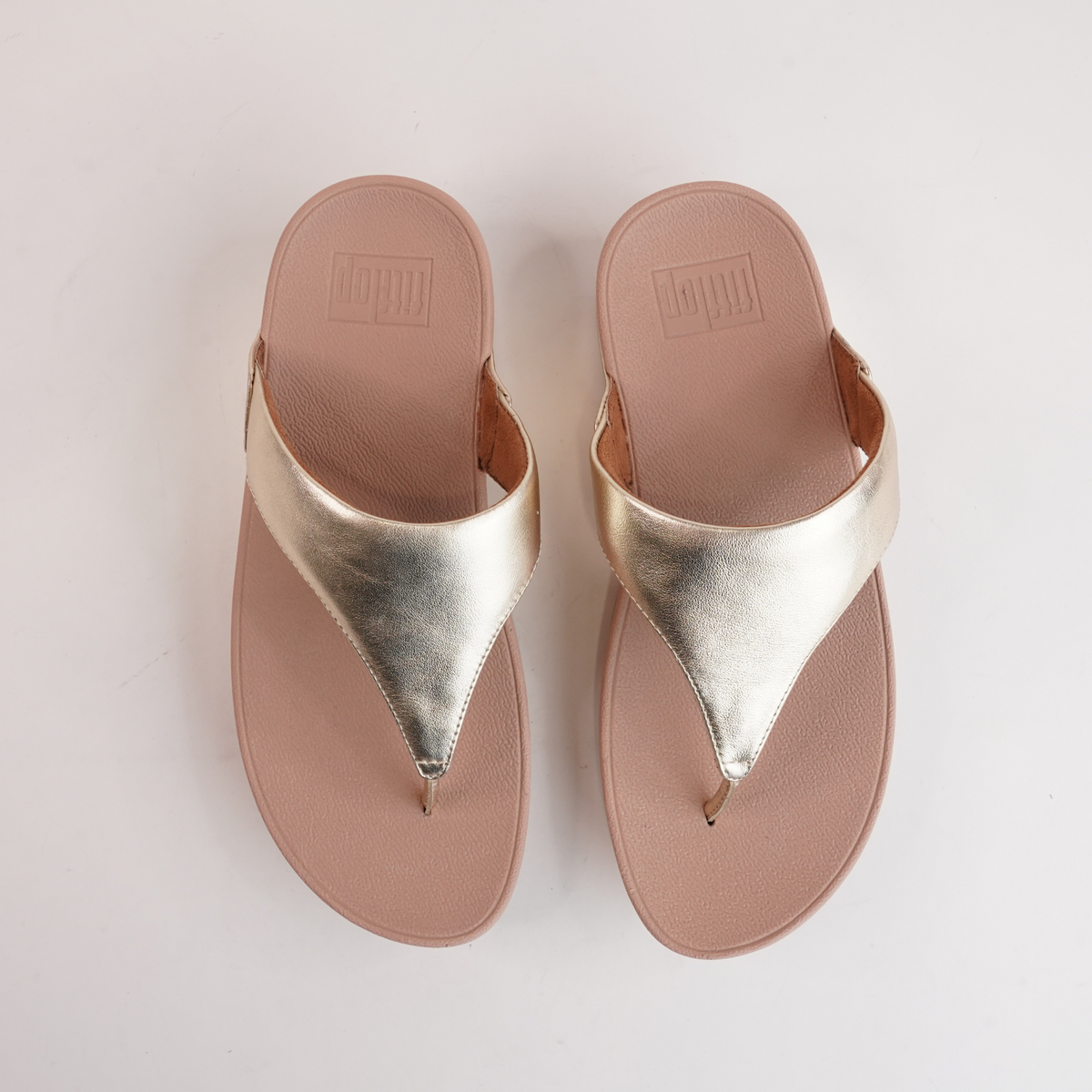 Lulu Leather Platino Gold Sandals - FITFLOP | Shouz