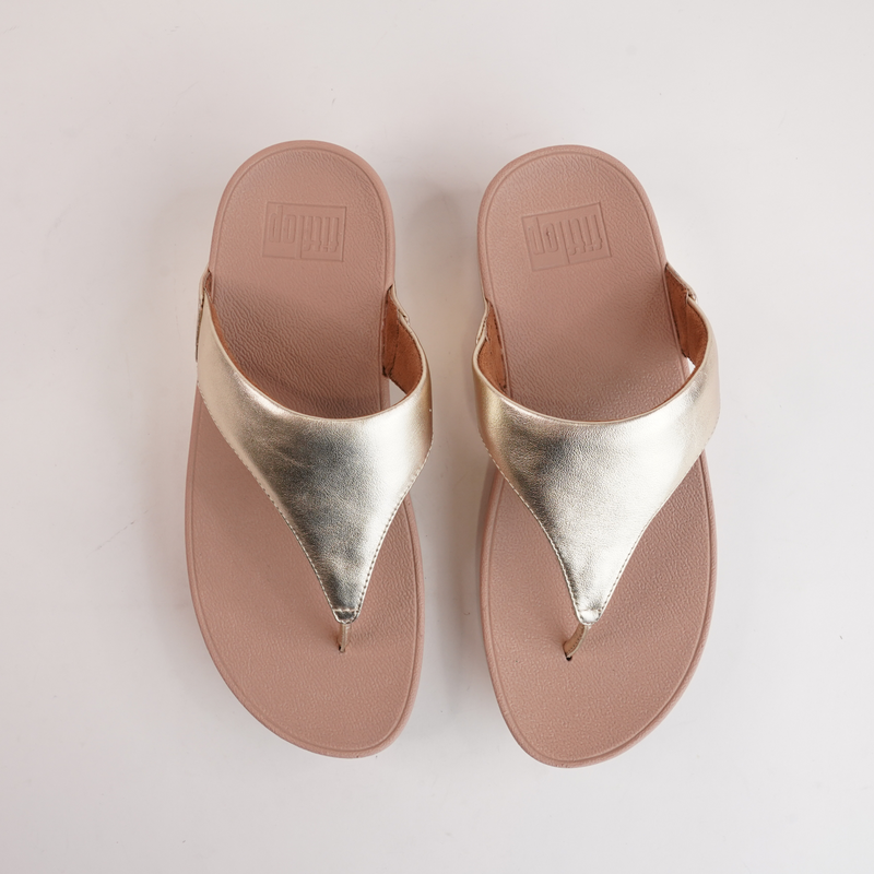 Lulu Leather Platino Gold Sandals