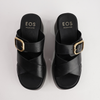 Aris Black Leather Wedges