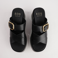 Aris Black Leather Wedges