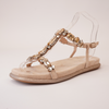 Yopal Latte Suede Jewels Leather Sandals