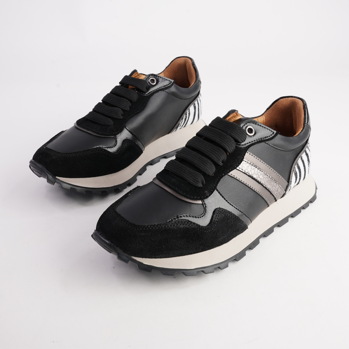 Murphy Black Combo Leather Sneakers - SALA | Shouz