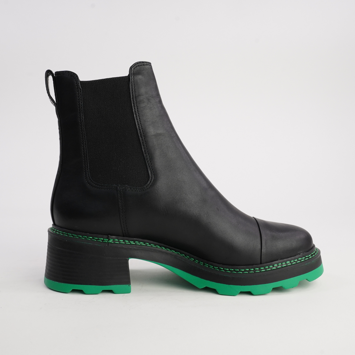 486001 Black/ Green Leather Ankle Boots - CARRANO | Shouz