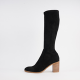 Tirry Black Stretch Microsuede Knee High Boots - TOP END | Shouz