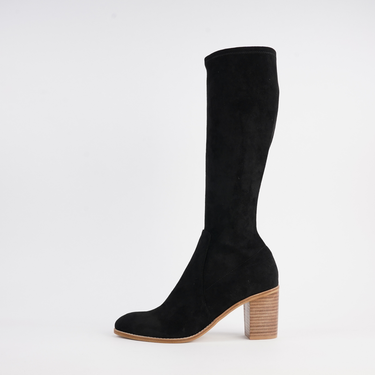 Tirry Black Stretch Microsuede Knee High Boots - TOP END | Shouz