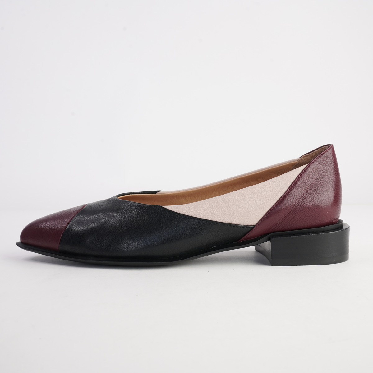 Emberta Burgundy/ Black Multi Leather Flats - DJANGO AND JULIETTE | Shouz