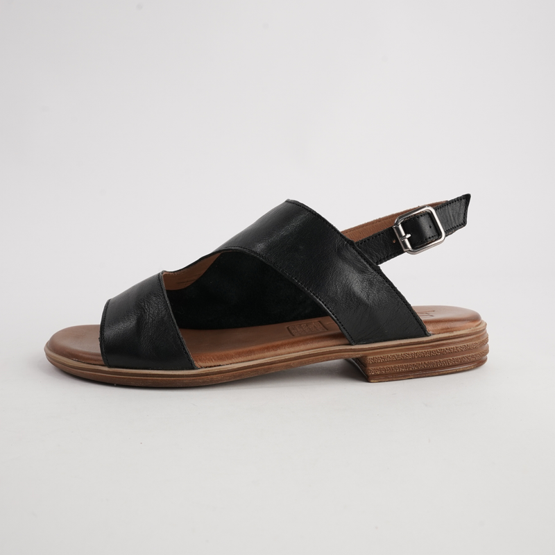 Mikey Black Leather Sandals