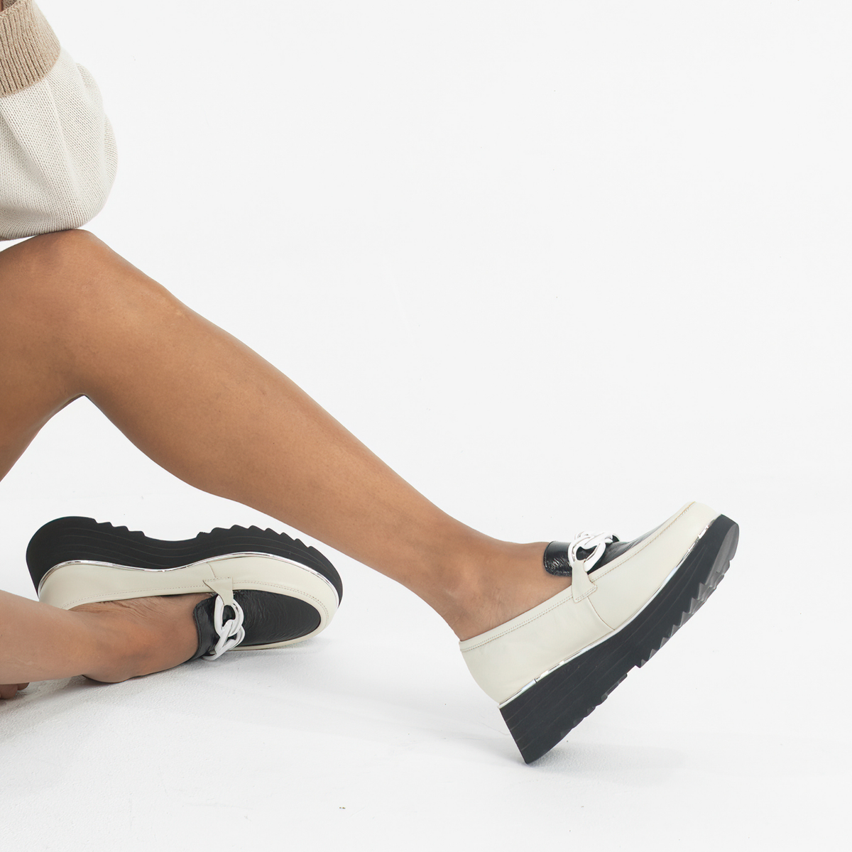 Jemma Black/ Bone Leather Loafers