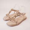 Yopal Latte Suede Jewels Leather Sandals