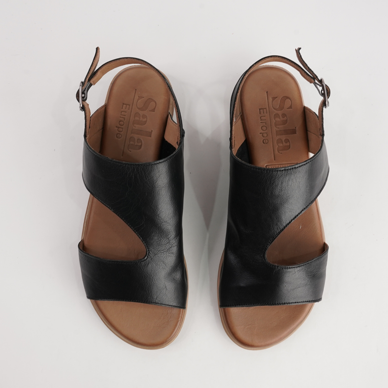 Mikey Black Leather Sandals