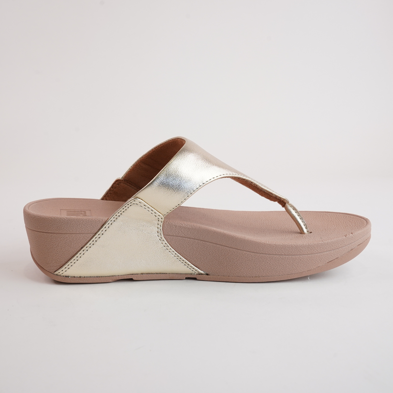 Lulu Leather Platino Gold Sandals