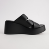 Aris Black Leather Wedges