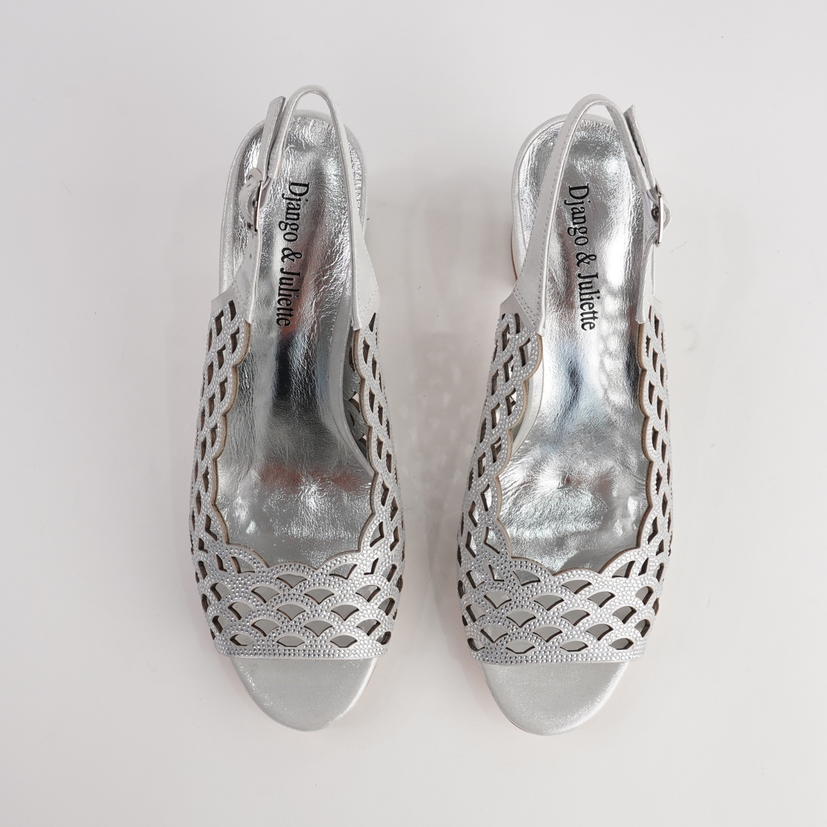 Kruby Silver Shimmer Leather Heels - DJANGO AND JULIETTE | Shouz