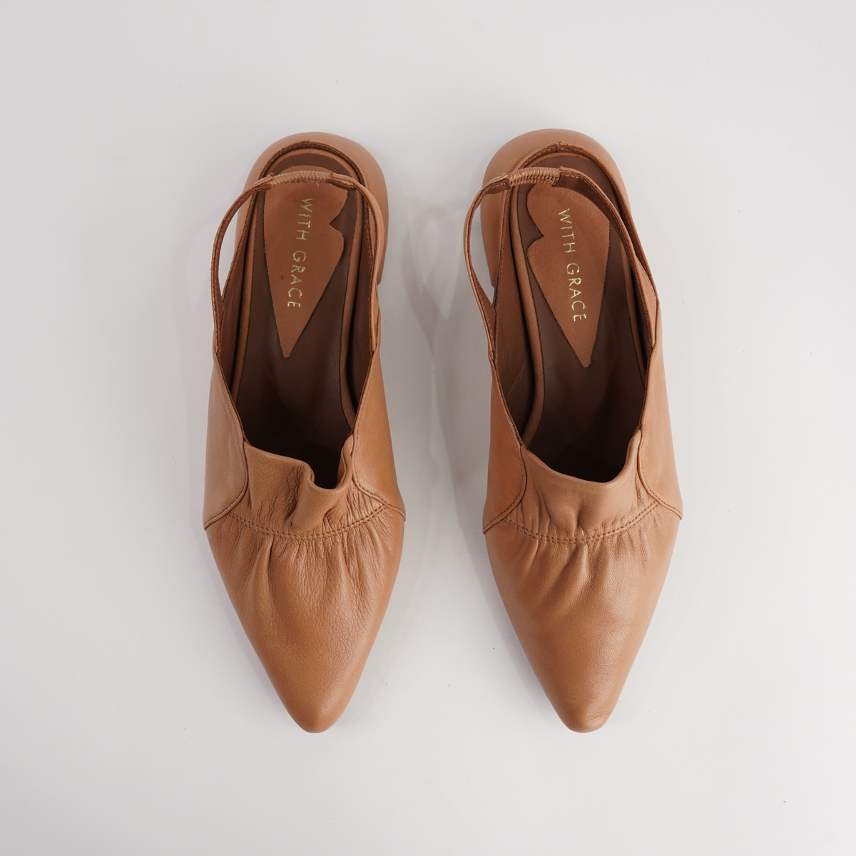 Valora Tan Leather Flats - WITH GRACE | Shouz