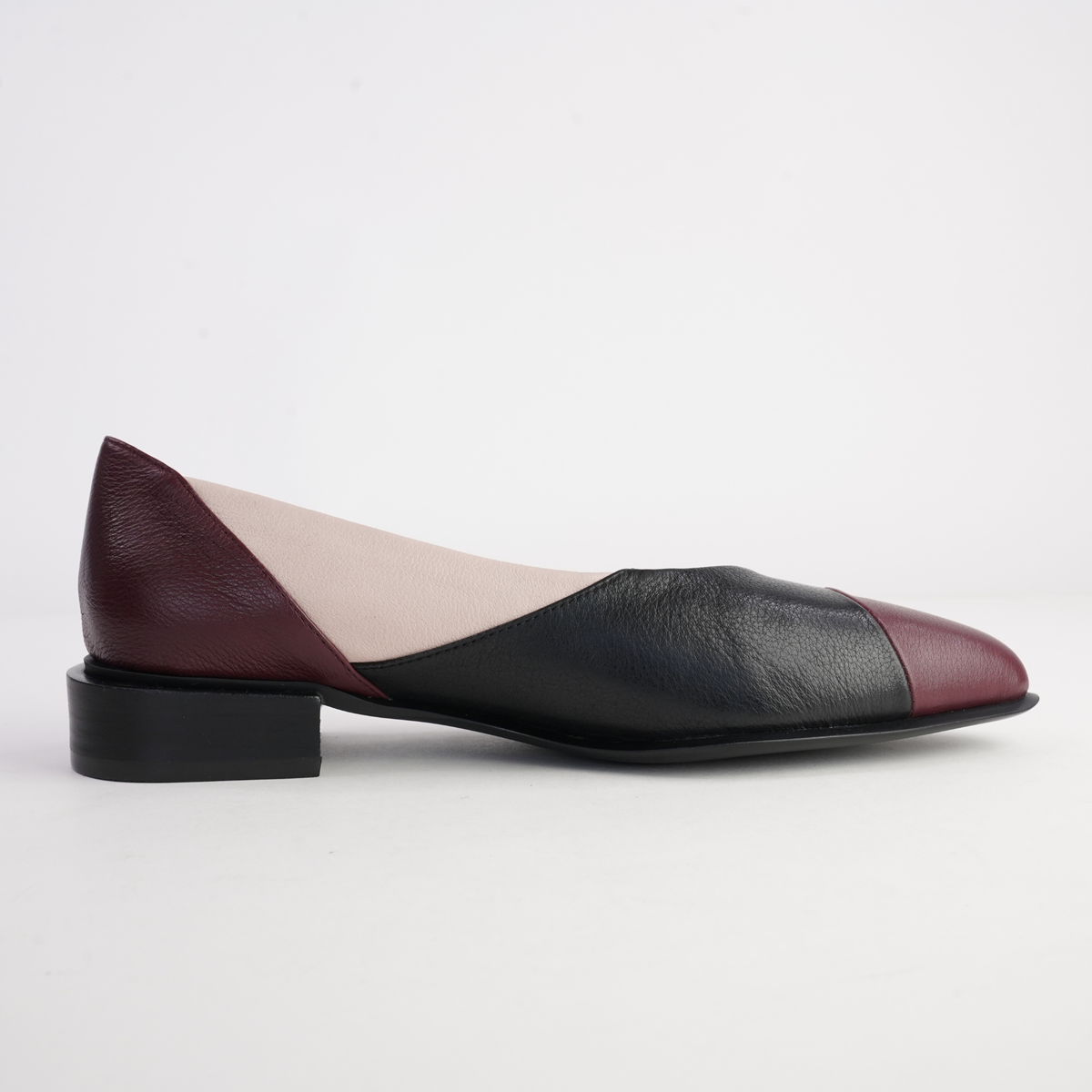Emberta Burgundy/ Black Multi Leather Flats - DJANGO AND JULIETTE | Shouz