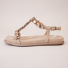 Yopal Latte Suede Jewels Leather Sandals