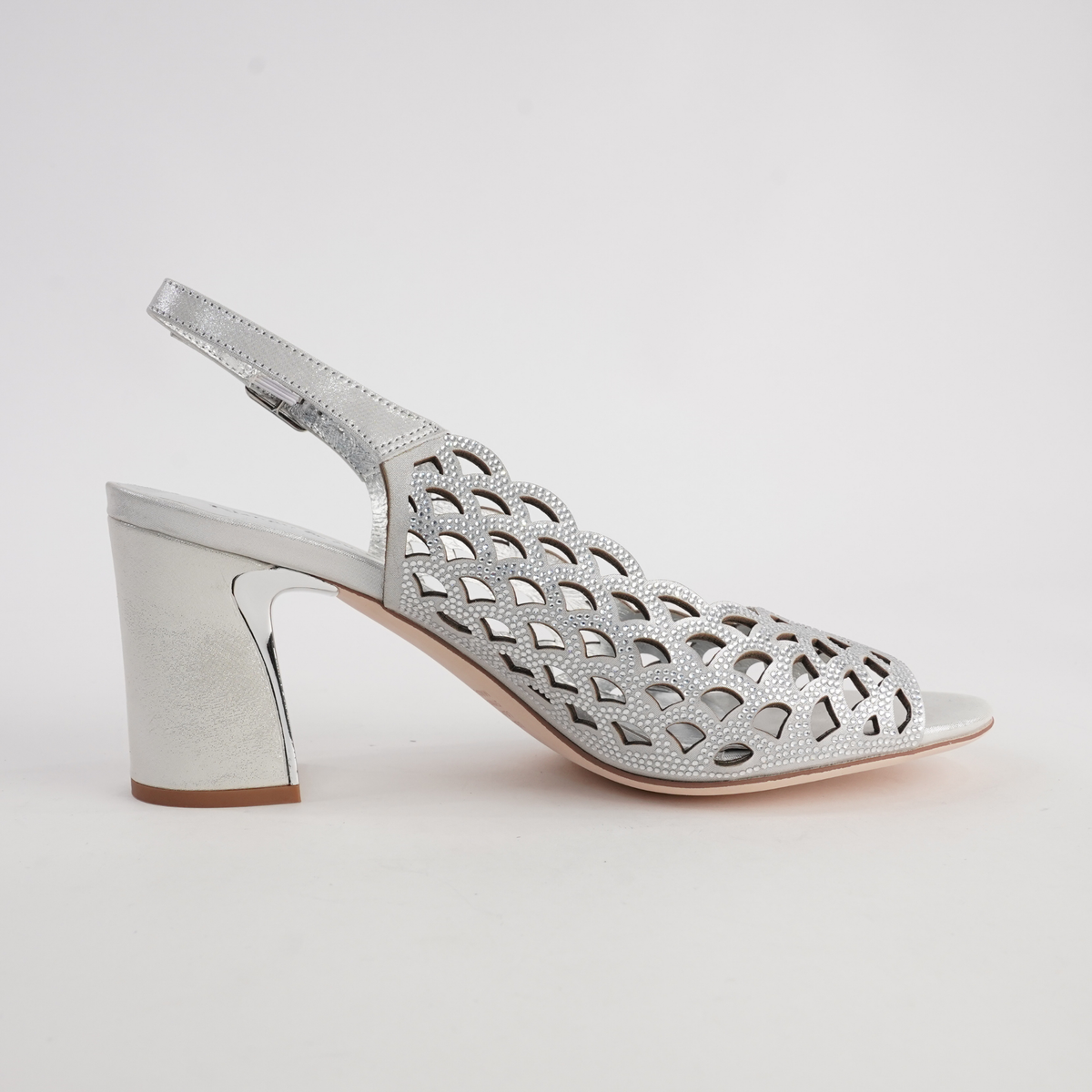 Kruby Silver Shimmer Leather Heels - DJANGO AND JULIETTE | Shouz
