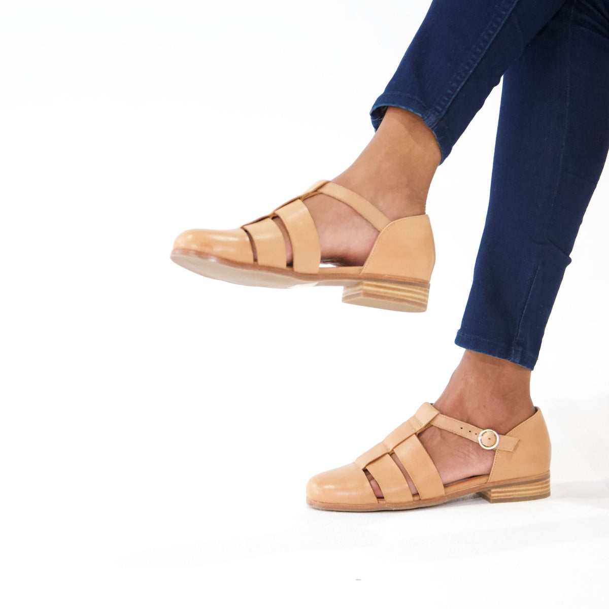 Quizzed Camel Leather Flats