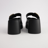 Aris Black Leather Wedges
