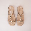 Yopal Latte Suede Jewels Leather Sandals