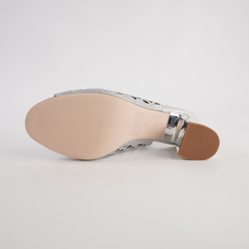 Kruby Silver Shimmer Leather Heels