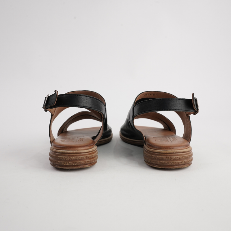 Mikey Black Leather Sandals