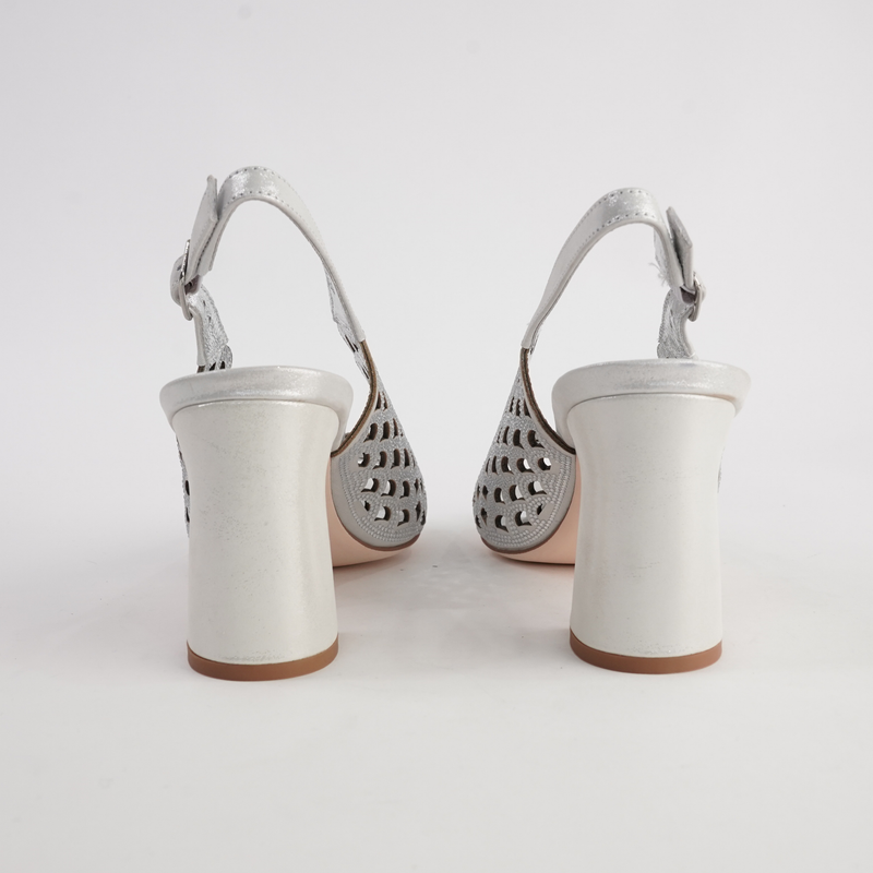 Kruby Silver Shimmer Leather Heels