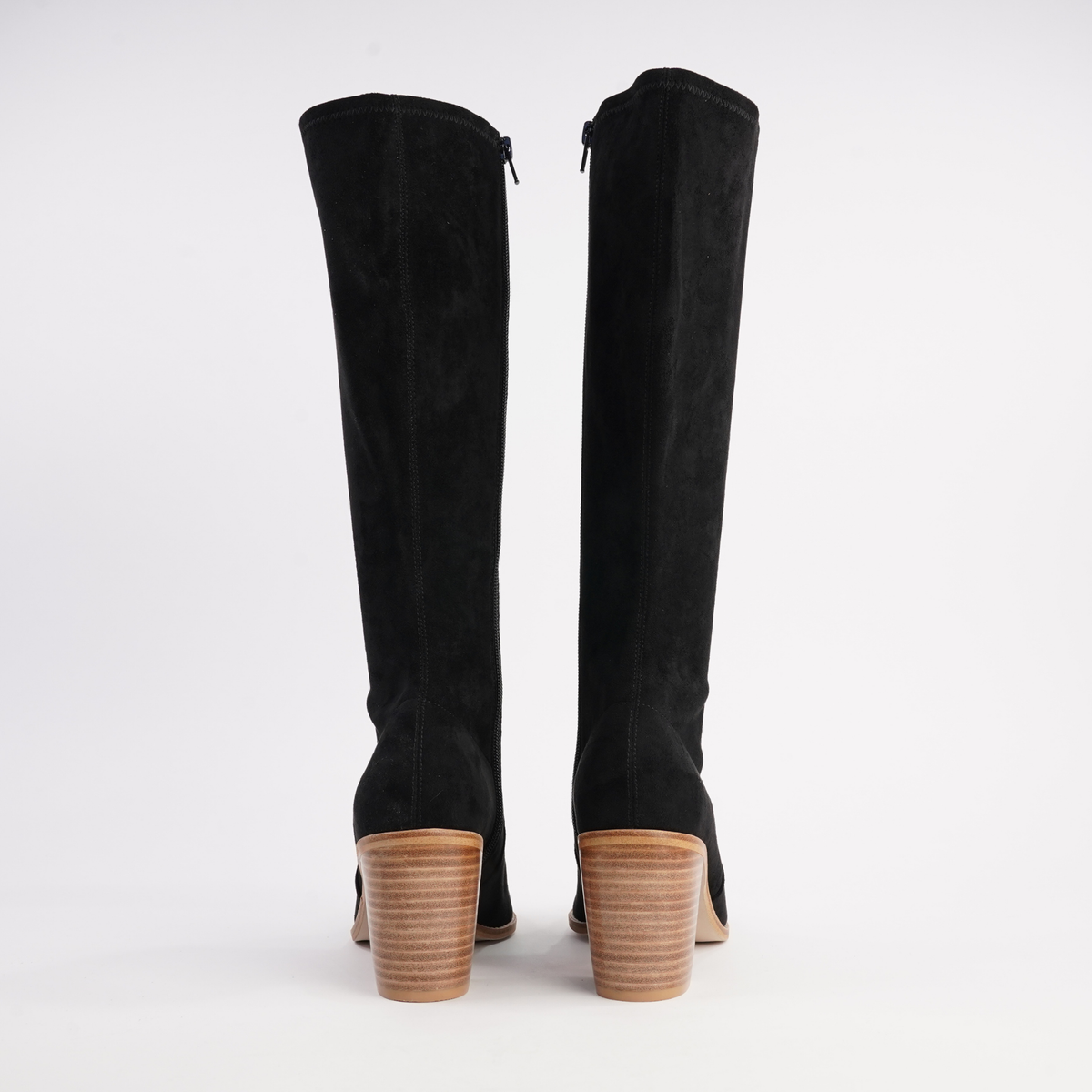 Tirry Black Stretch Microsuede Knee High Boots - TOP END | Shouz