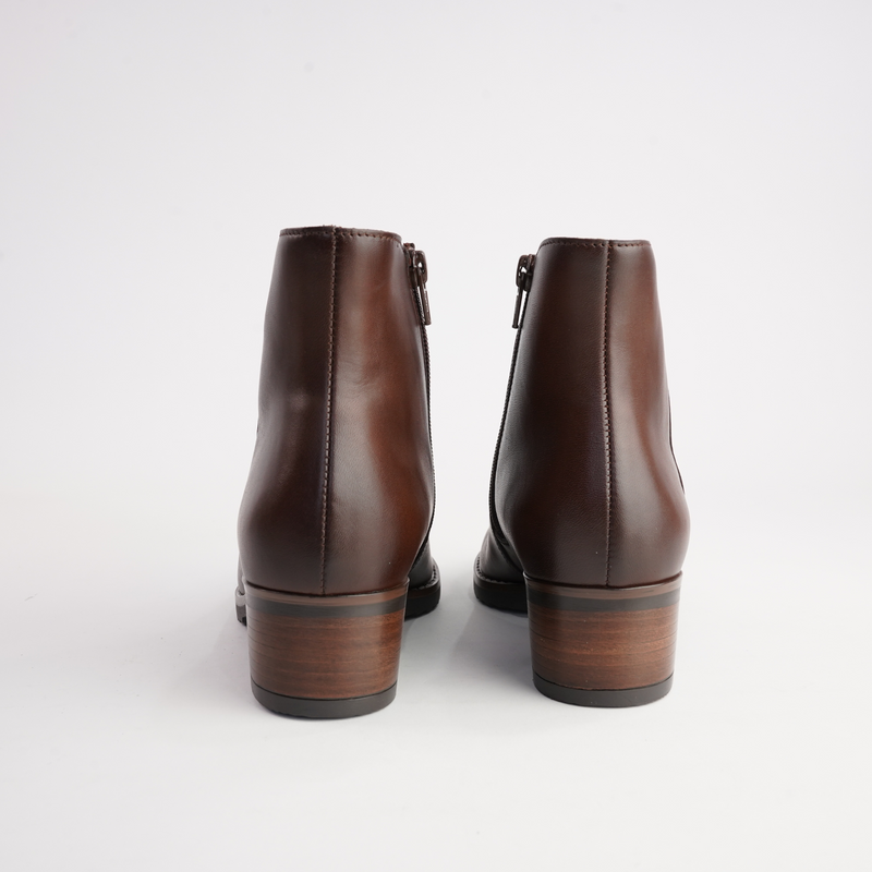 Jacky Chestnut Leather Ankle Boots