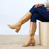Sled Dark Tan Leather Knee High Boots