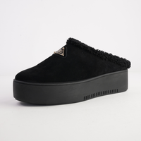 Willkie Black/ Black Suede Fur Flats - DJANGO AND JULIETTE | Shouz