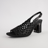 Kruby Black Shimmer Leather Heels